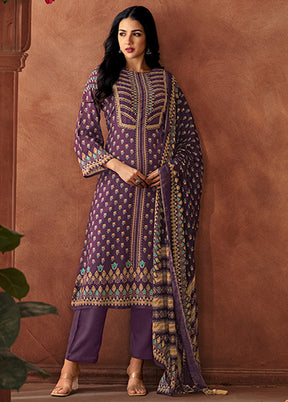 3 Pc Purple Silk Suit Set