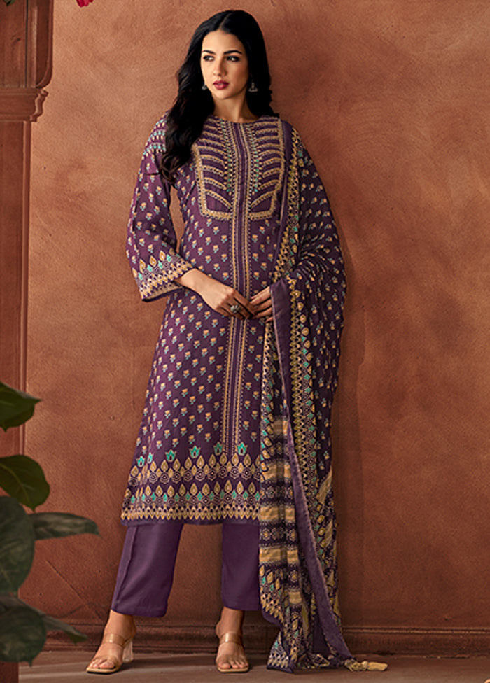 3 Pc Purple Silk Suit Set