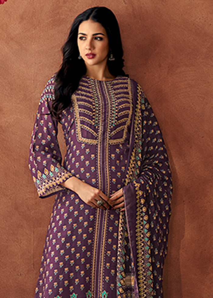 3 Pc Purple Silk Suit Set