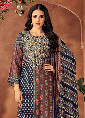 3 Pc Blue Silk Suit Set