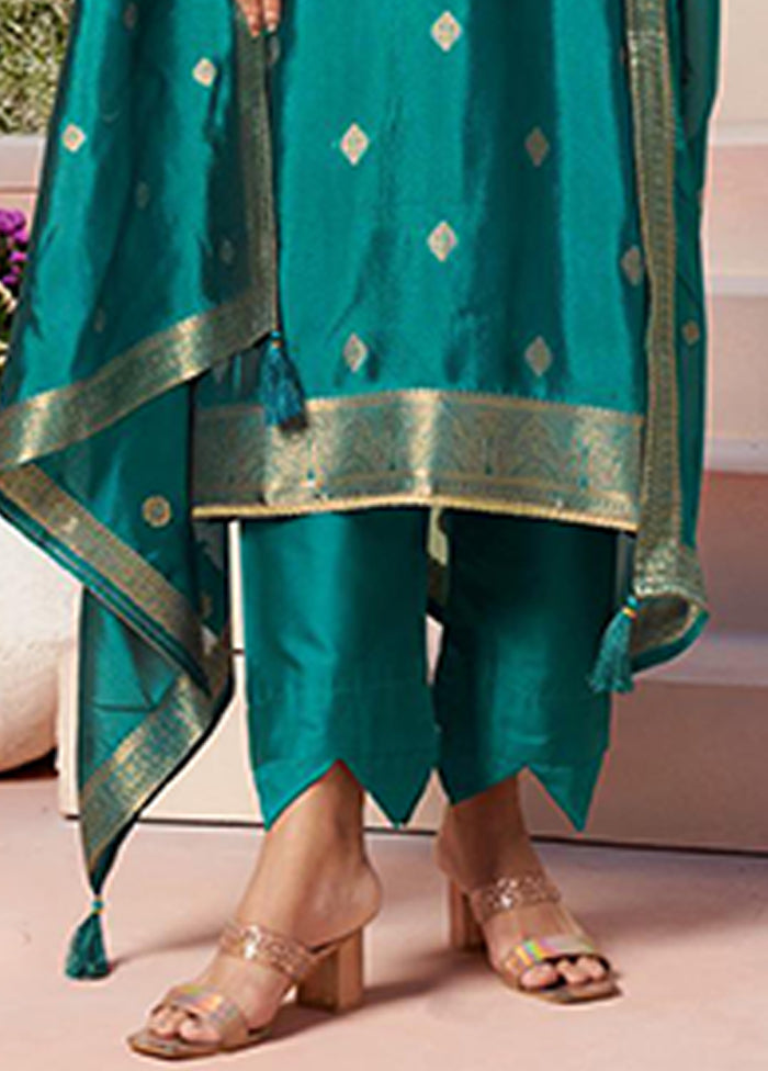3 Pc Green Silk Suit Set