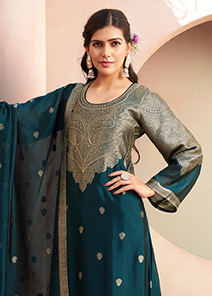 3 Pc Green Silk Suit Set