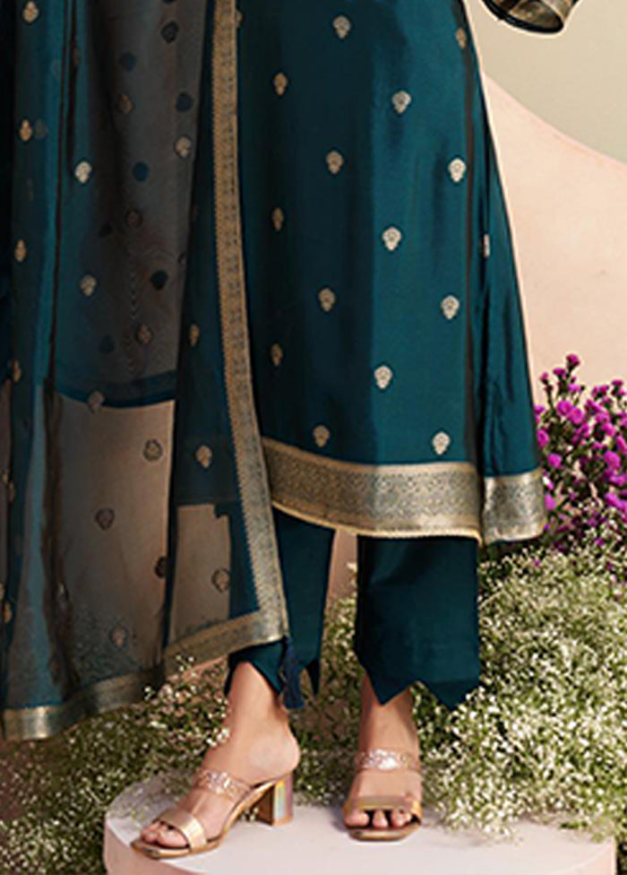 3 Pc Green Silk Suit Set