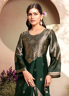 3 Pc Green Silk Suit Set