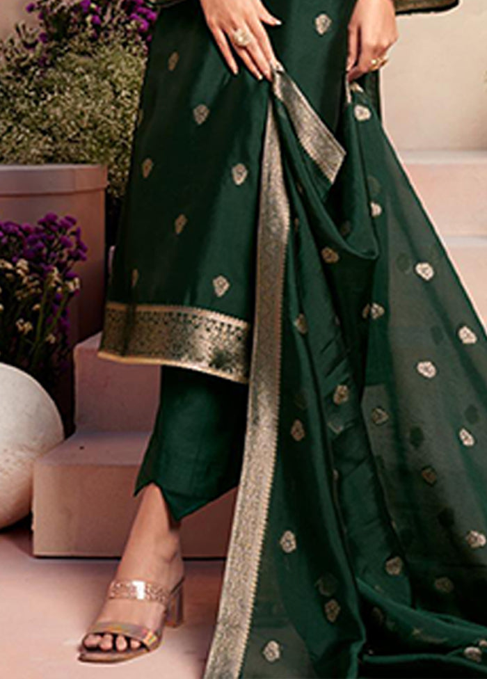 3 Pc Green Silk Suit Set