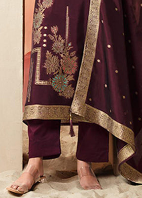 3 Pc Wine Silk Suit Set