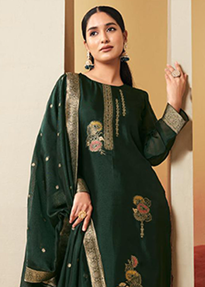 3 Pc Green Silk Suit Set