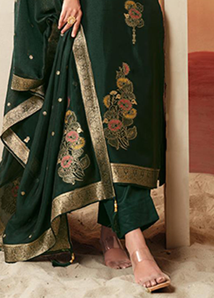 3 Pc Green Silk Suit Set