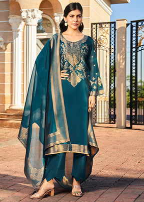 3 Pc Green Silk Suit Set
