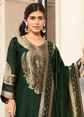 3 Pc Green Silk Suit Set