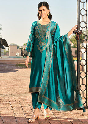 3 Pc Green Silk Suit Set