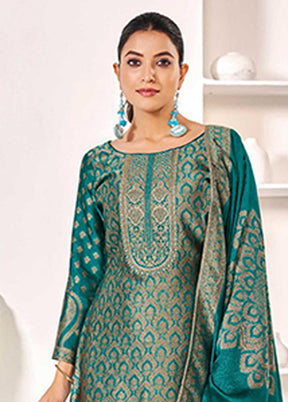 3 Pc Green Silk Suit Set