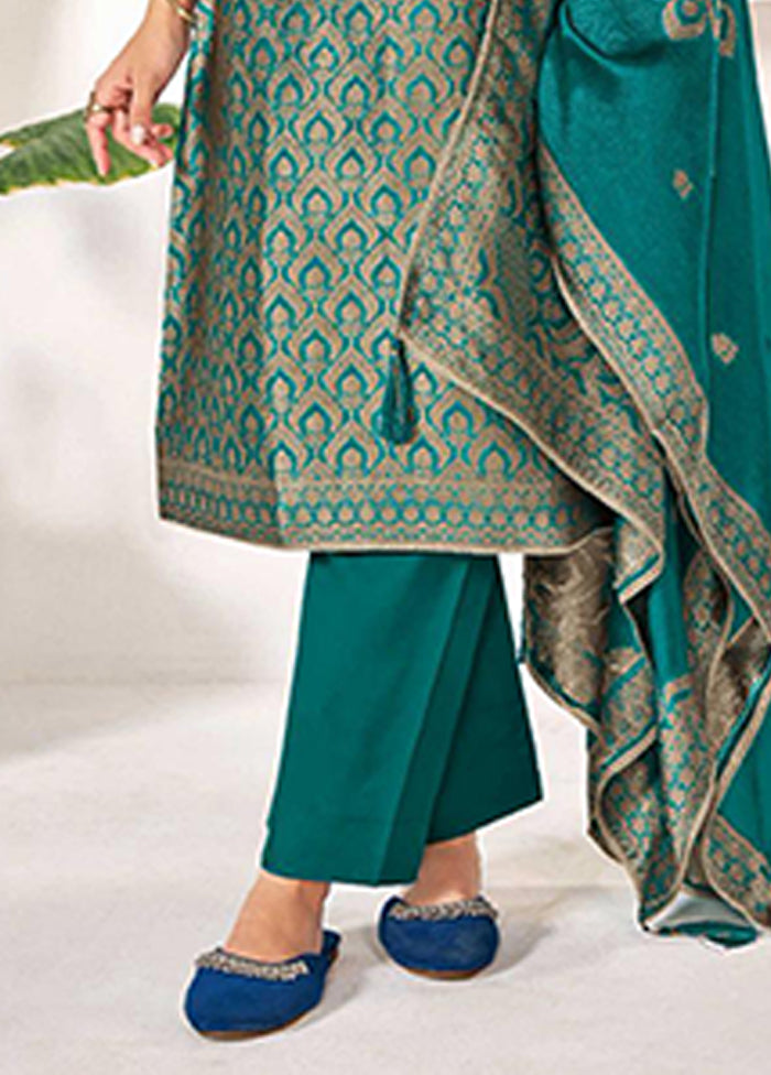 3 Pc Green Silk Suit Set