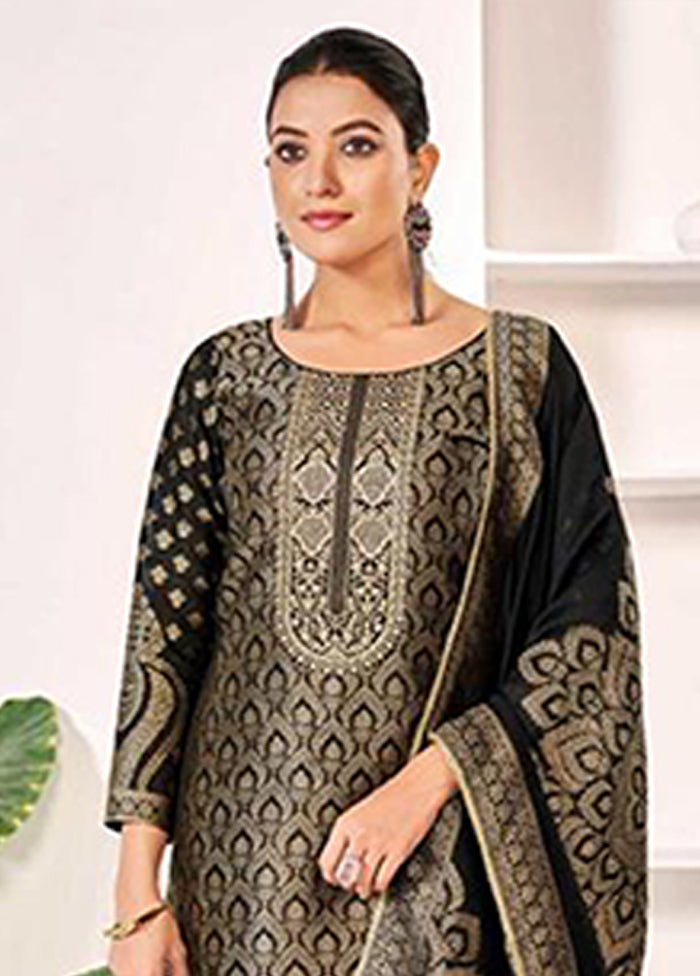 3 Pc Black Silk Suit Set