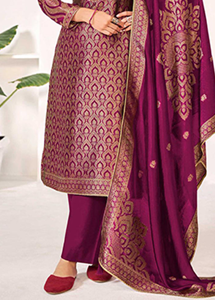 3 Pc Purple Silk Suit Set