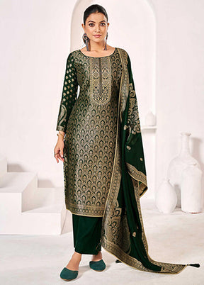 3 Pc Green Silk Suit Set
