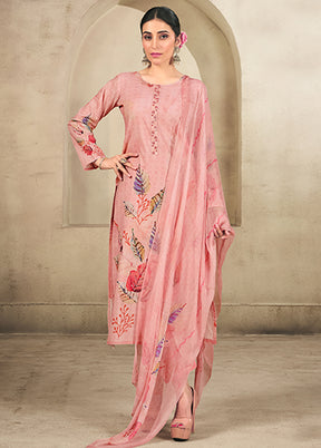 3 Pc Pink Cotton Suit Set