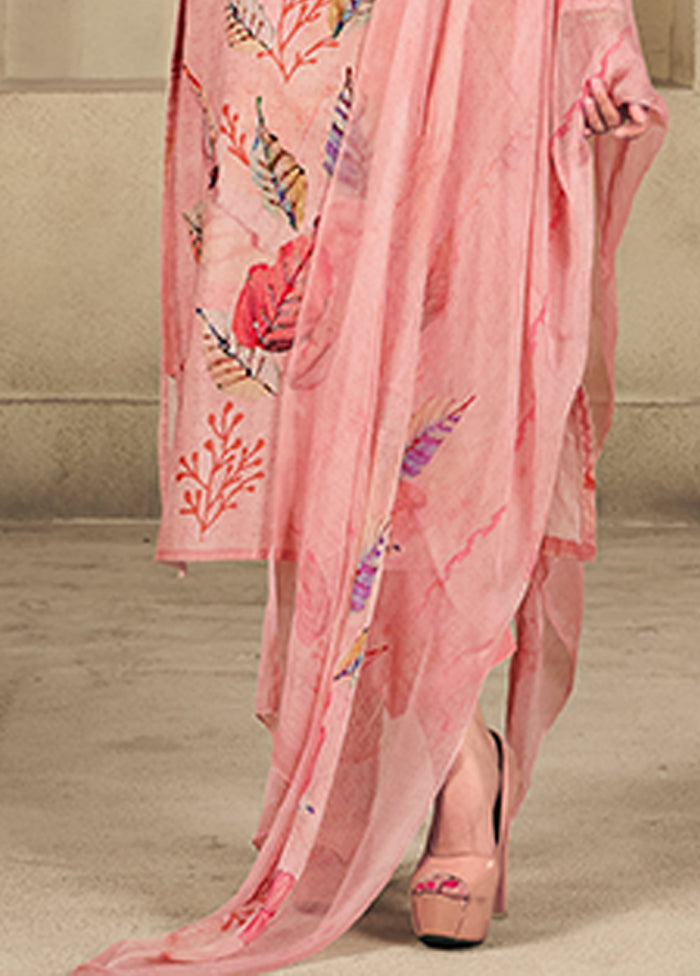 3 Pc Pink Cotton Suit Set