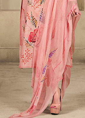 3 Pc Pink Cotton Suit Set