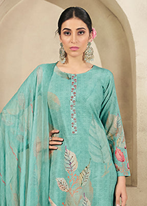 3 Pc Green Cotton Suit Set