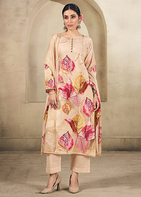 3 Pc Brown Cotton Suit Set