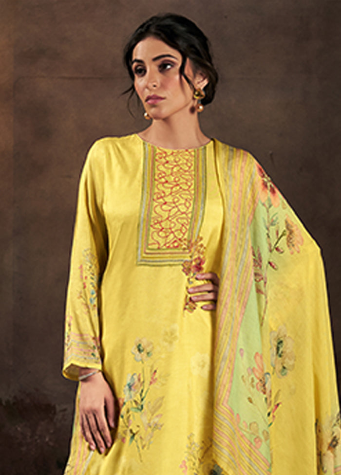 3 Pc Yellow Silk Suit Set