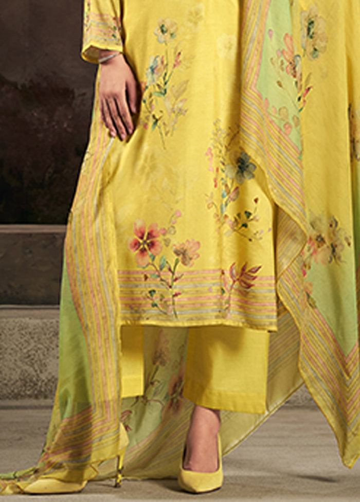 3 Pc Yellow Silk Suit Set