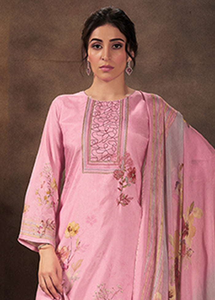 3 Pc Pink Silk Suit Set
