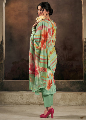3 Pc Green Silk Suit Set