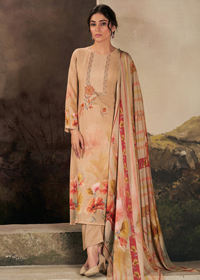 3 Pc Brown Silk Suit Set