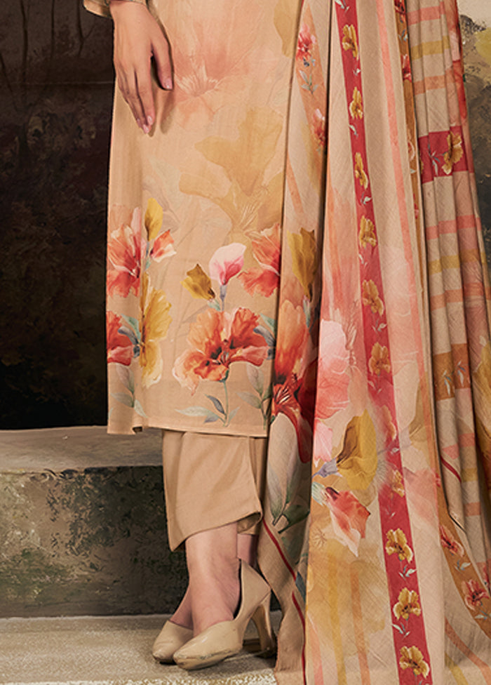 3 Pc Brown Silk Suit Set
