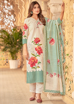 3 Pc Cream Silk Suit Set