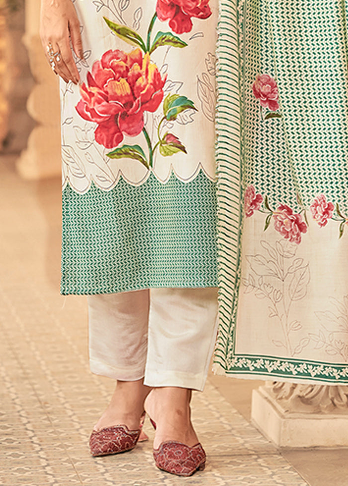 3 Pc Cream Silk Suit Set