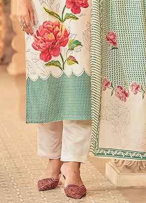 3 Pc Cream Silk Suit Set