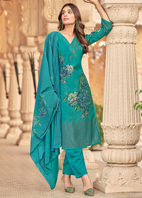 3 Pc Green Silk Suit Set