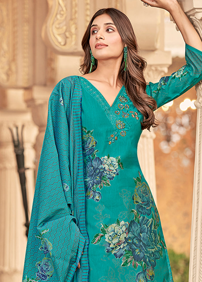 3 Pc Green Silk Suit Set