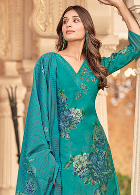 3 Pc Green Silk Suit Set