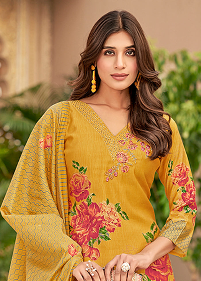 3 Pc Yellow Silk Suit Set