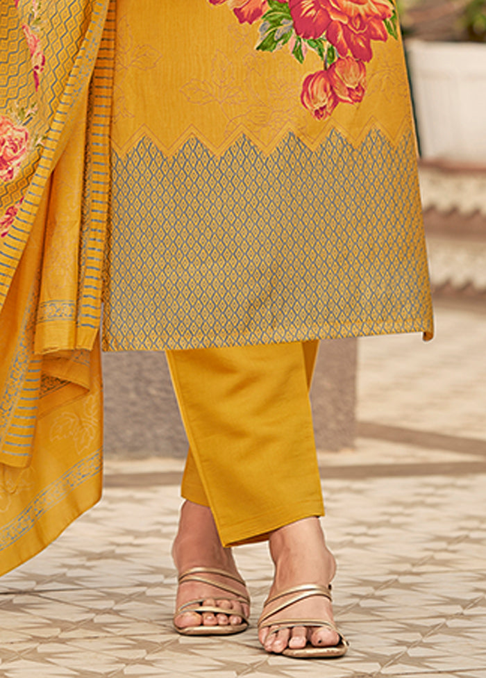 3 Pc Yellow Silk Suit Set