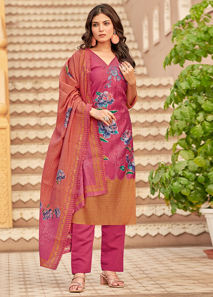 3 Pc Orange Silk Suit Set