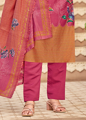 3 Pc Orange Silk Suit Set