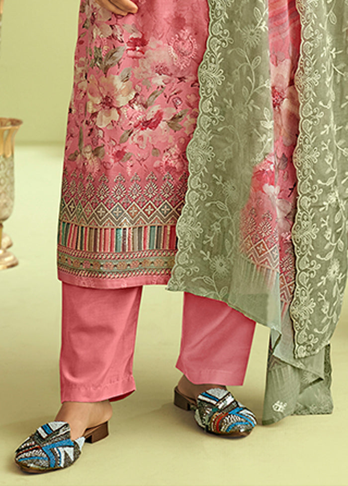 3 Pc Pink Silk Suit Set