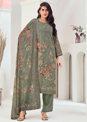 3 Pc Green Silk Suit Set