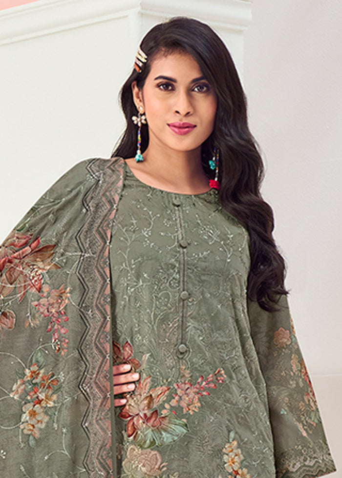 3 Pc Green Silk Suit Set