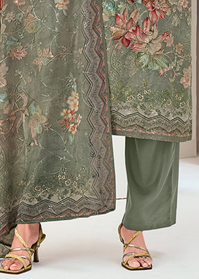 3 Pc Green Silk Suit Set