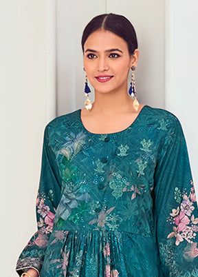 3 Pc Blue Silk Suit Set