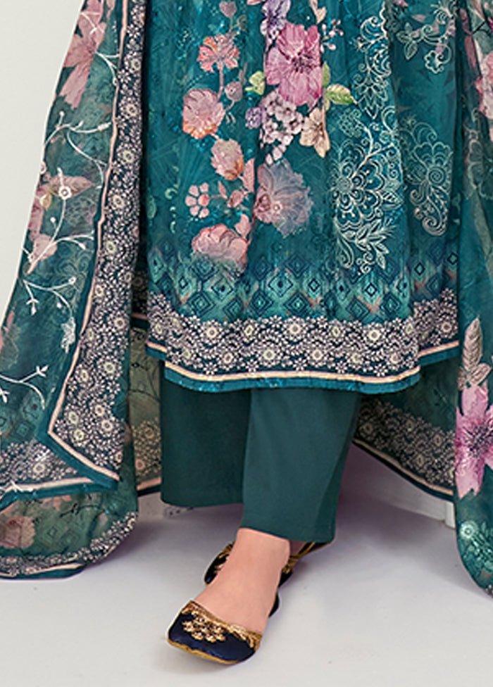 3 Pc Blue Silk Suit Set