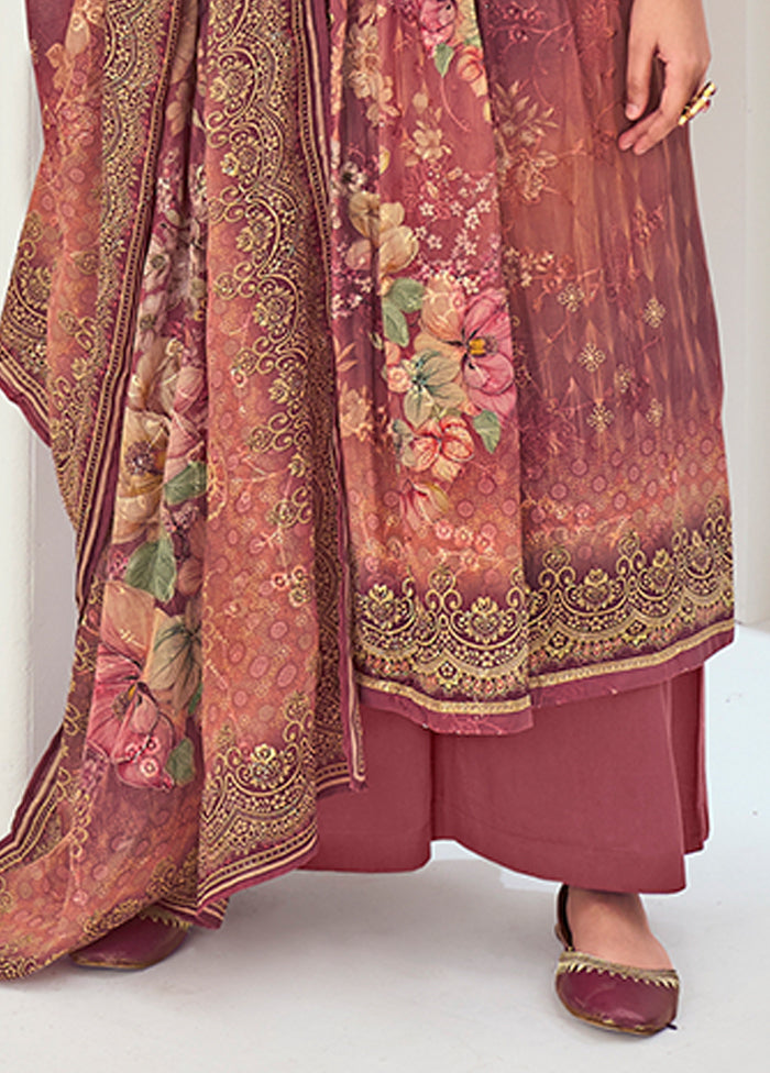 3 Pc Brown Silk Suit Set