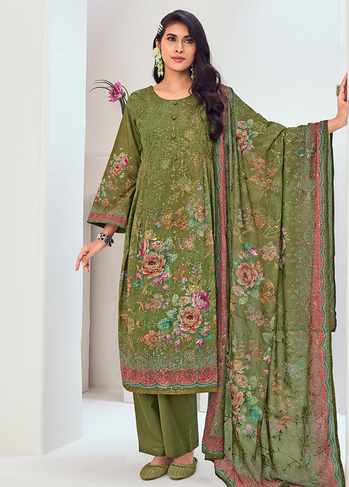 3 Pc Green Silk Suit Set