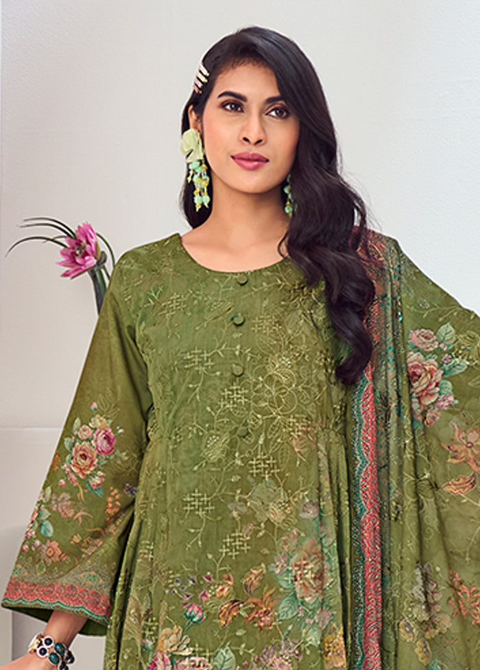 3 Pc Green Silk Suit Set